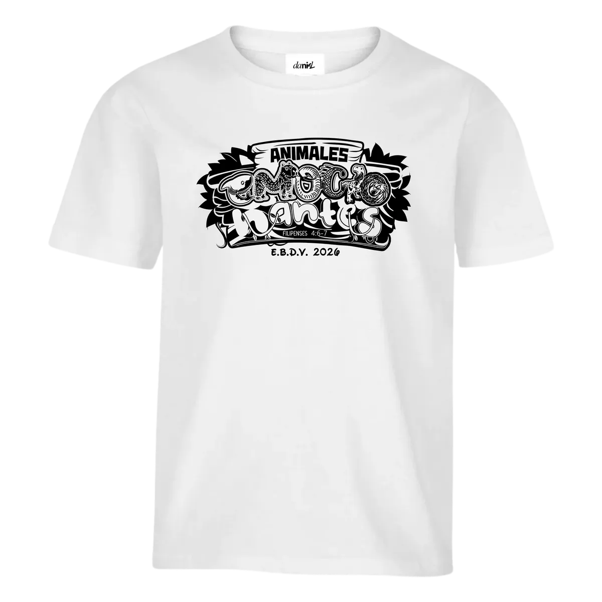 Playera Peso Completo Cuello Redondo Unisex — Blanco — Negro