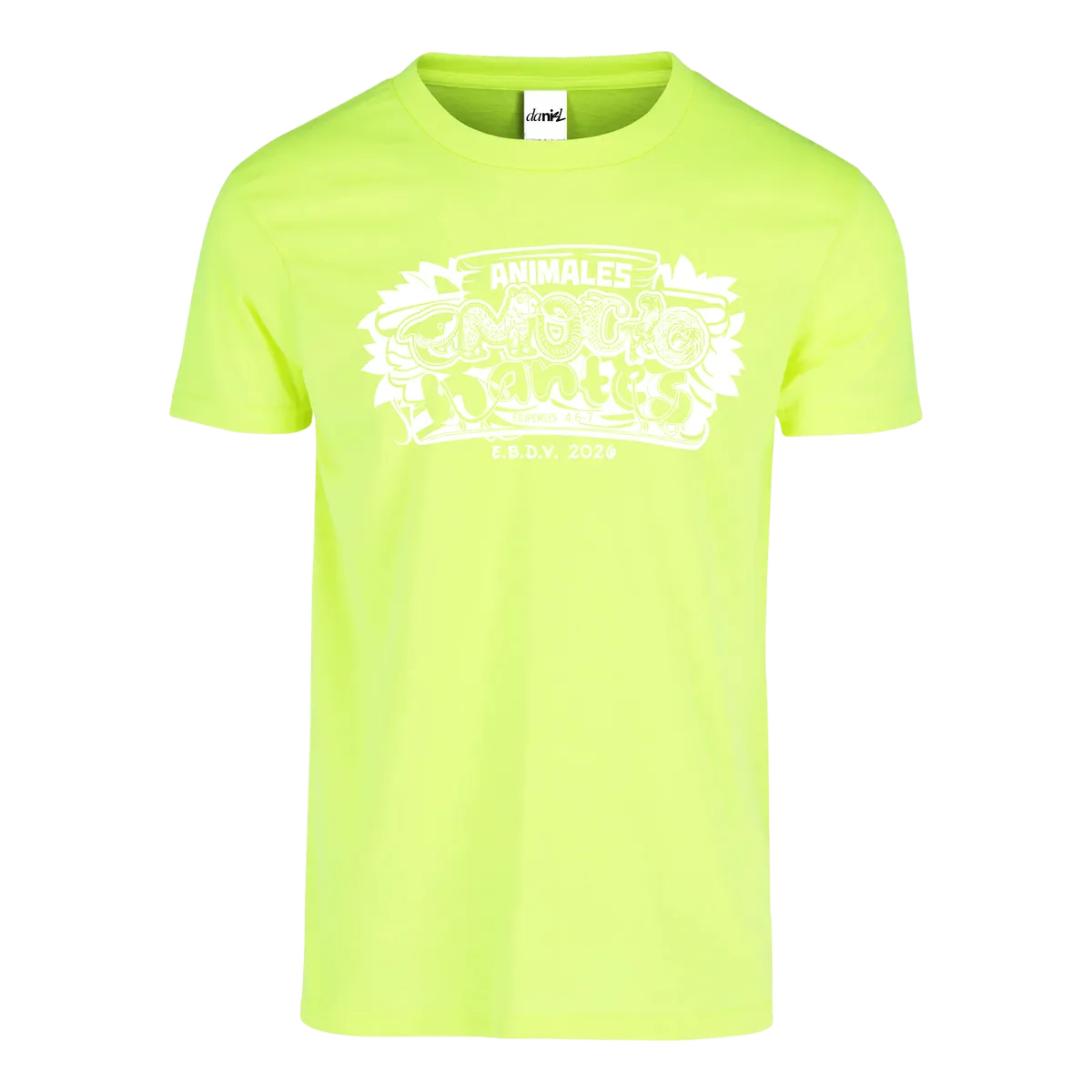 Playera Cuello Redondo Jaspe y Neón — Amarillo Neón — Blanco