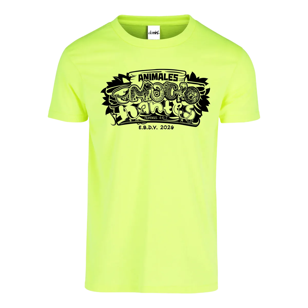 Playera Cuello Redondo Jaspe y Neón — Amarillo Neón — Negro