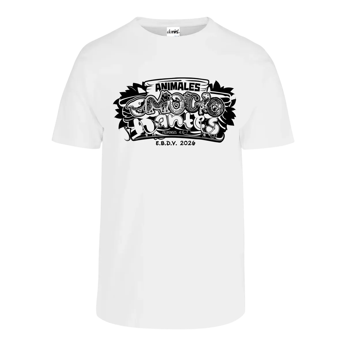 Playera Peso Completo Cuello Redondo — Blanco — Negro