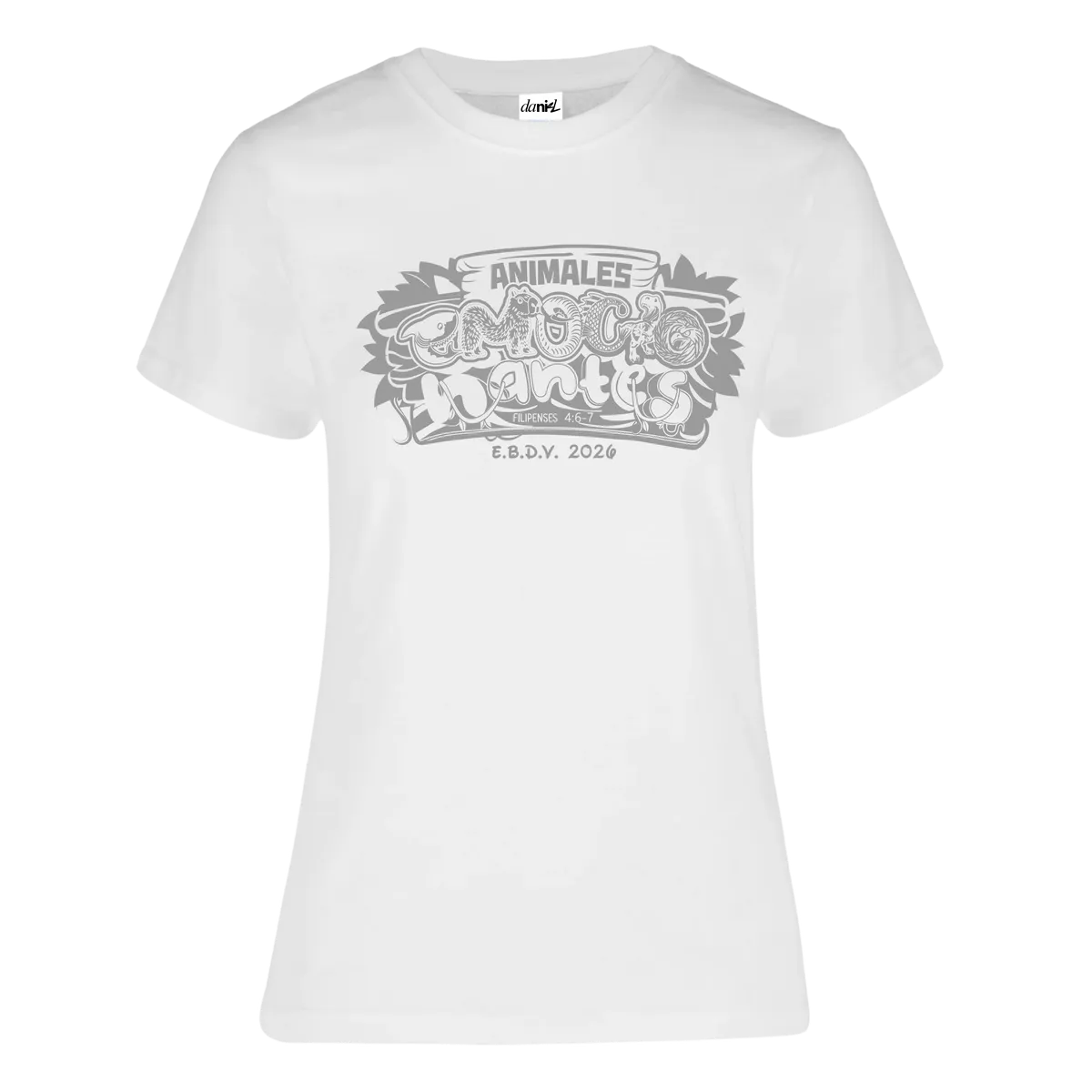 Playera Peso Completo Cuello Redondo con Silueta — Blanco — Blanco