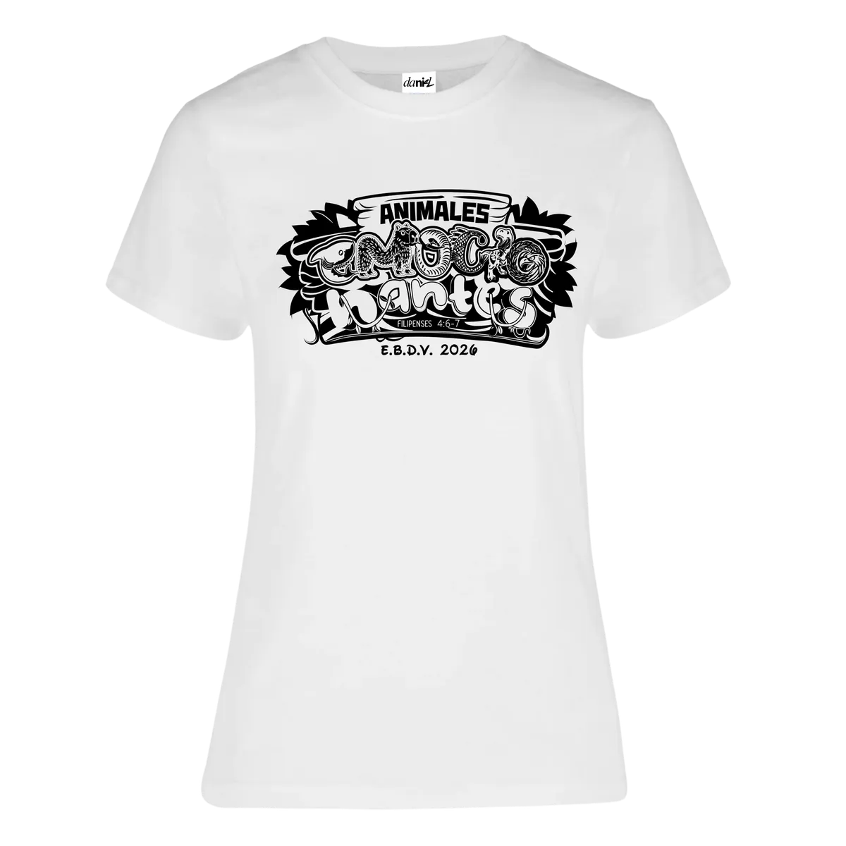 Playera Peso Completo Cuello Redondo con Silueta — Blanco — Negro