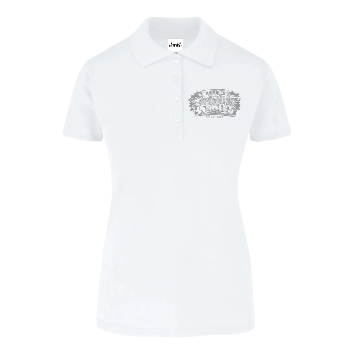 Playera Tipo Polo con Silueta — Blanco — Blanco