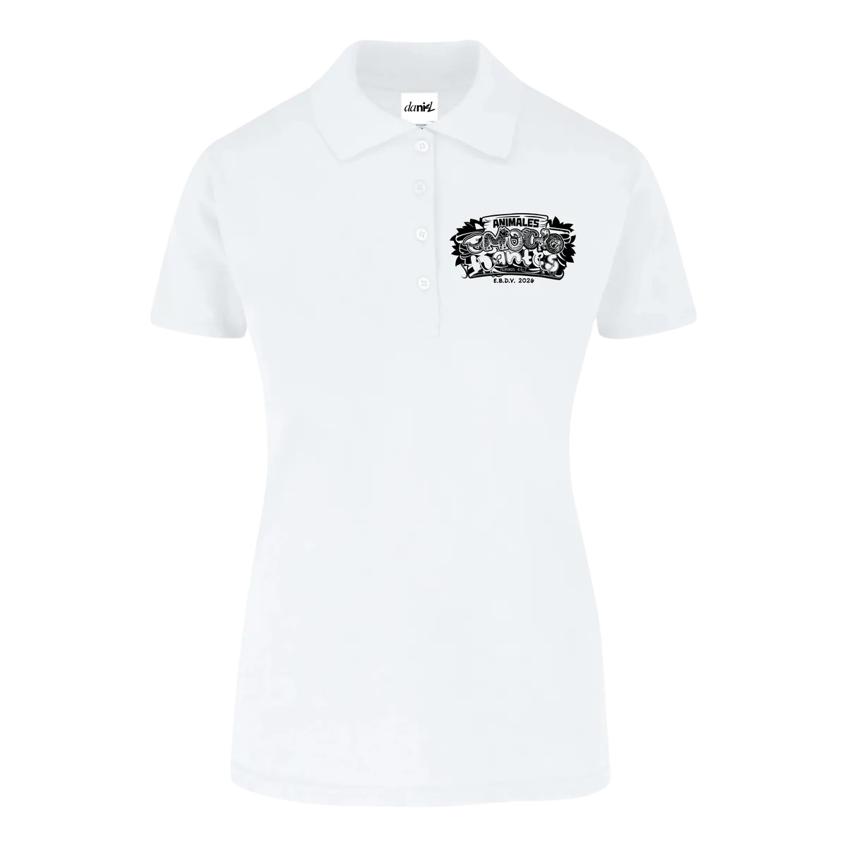 Playera Tipo Polo con Silueta — Blanco — Negro