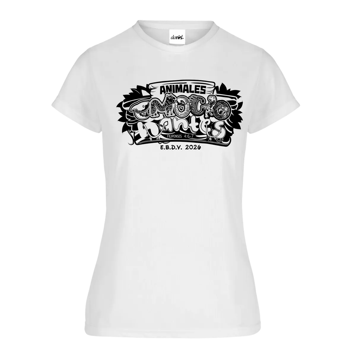 Playera Cuello Redondo con Silueta — Blanco — Negro