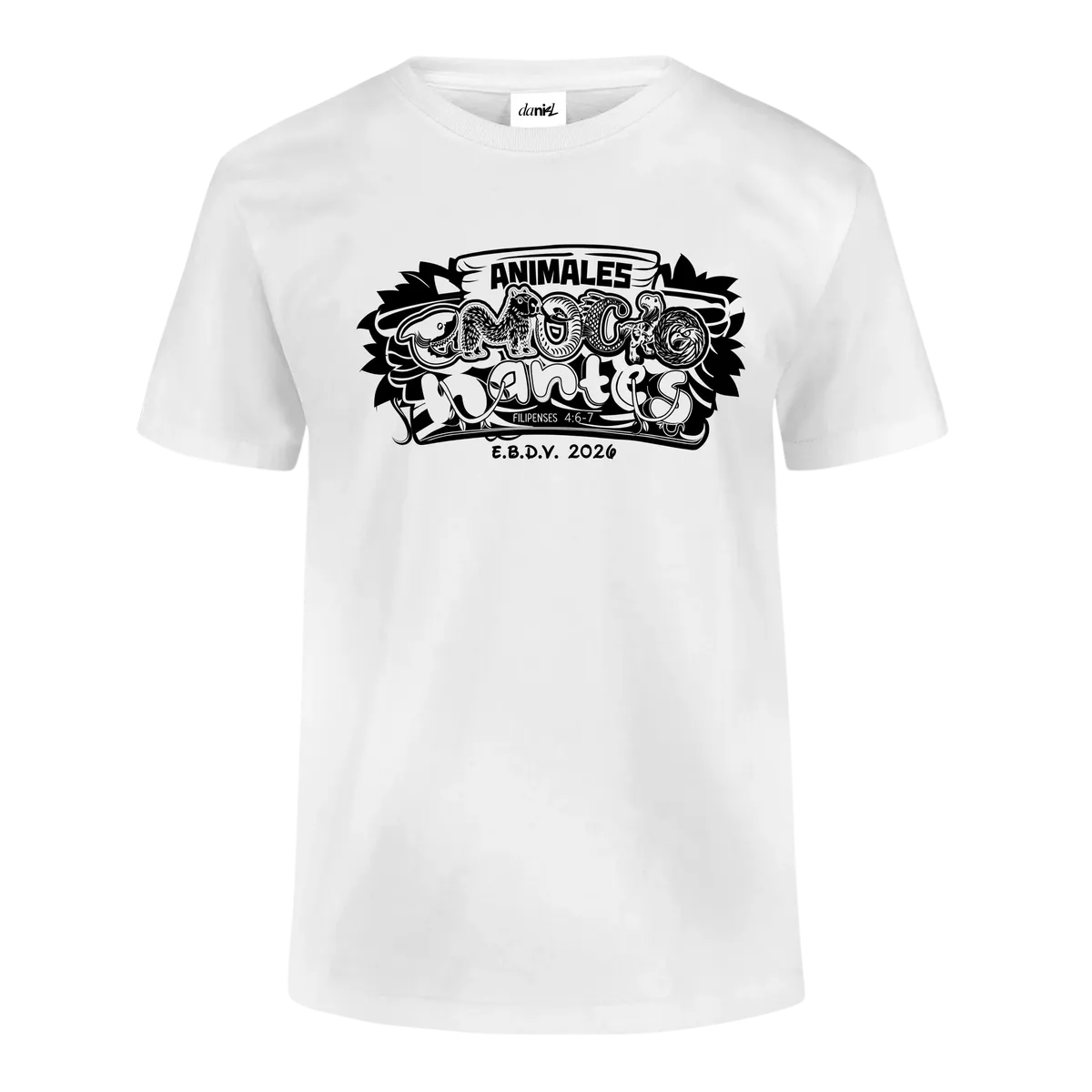 Playera Peso Completo Cuello Redondo Unisex — Blanco — Negro