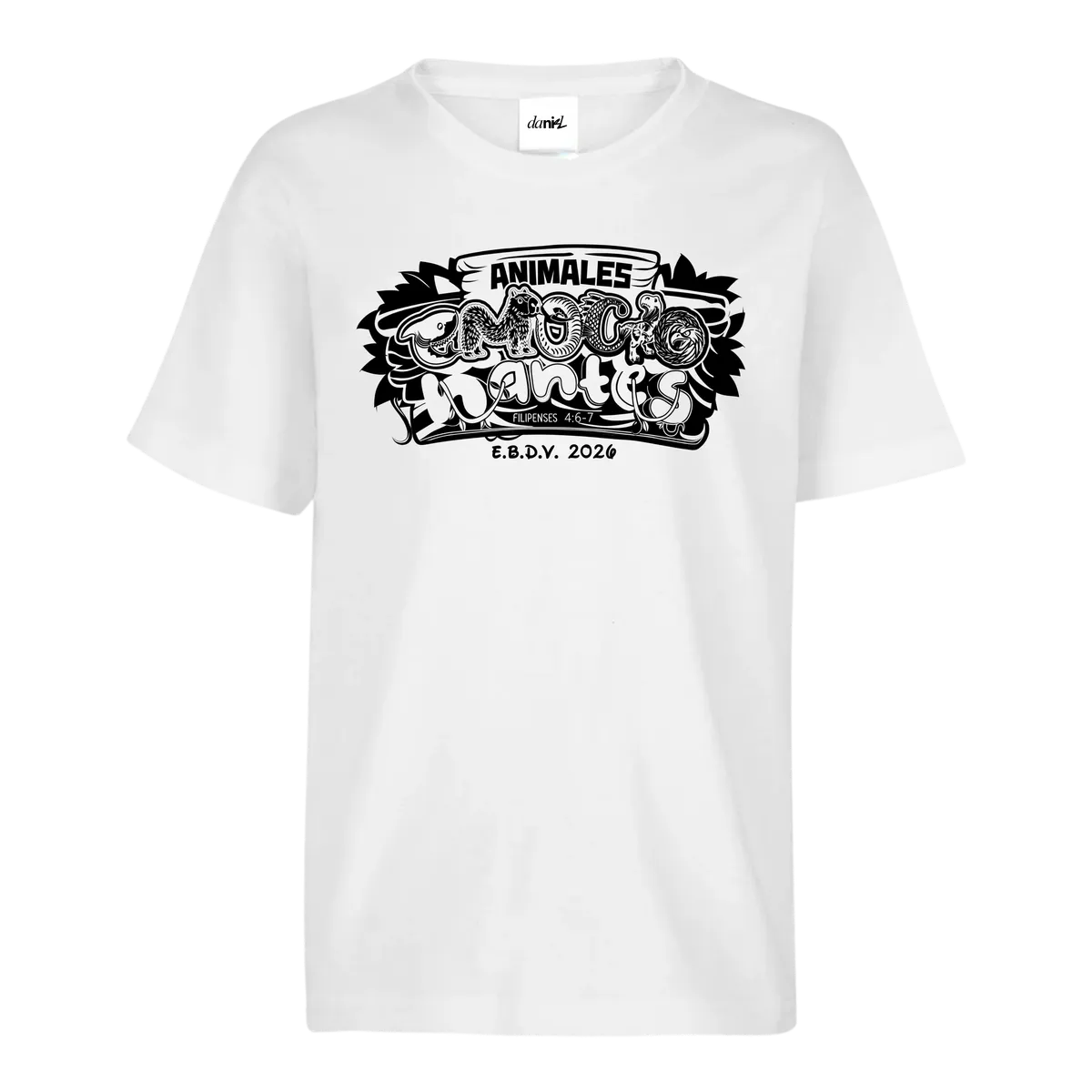 Playera Peso Completo Cuello Redondo Unisex — Blanco — Negro
